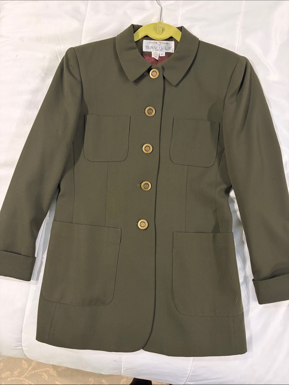 Olive Green Women's Button-Front Jacket by SAVILLE  SZ  4P